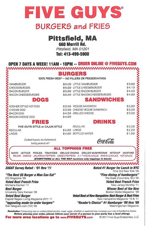 5 guys and a burger menu|5 guys menu near me.